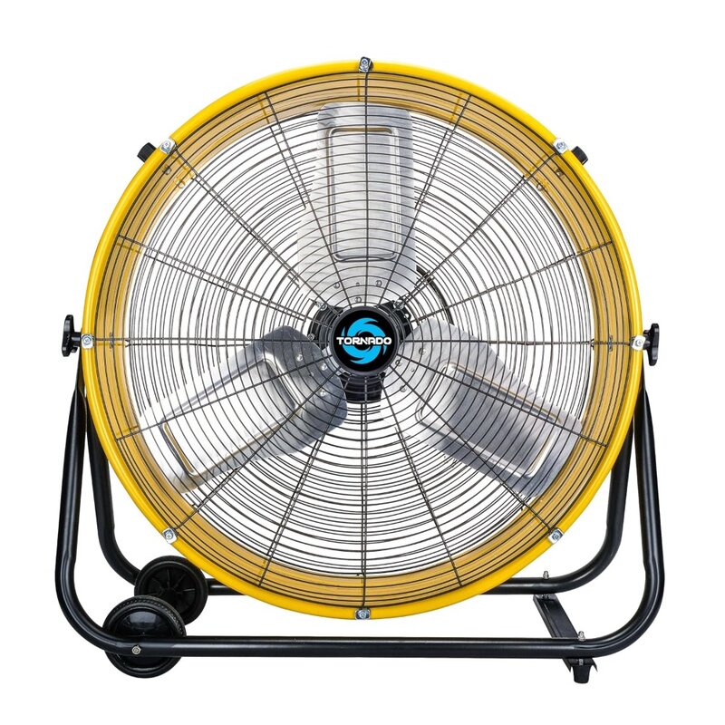Fans, 24 Inch High Velocity Heavy Duty Tilt Metal Drum, 3 Speed 8540 CFM 1/3 HP 8 FT Cord UL Safety Listed, Fans