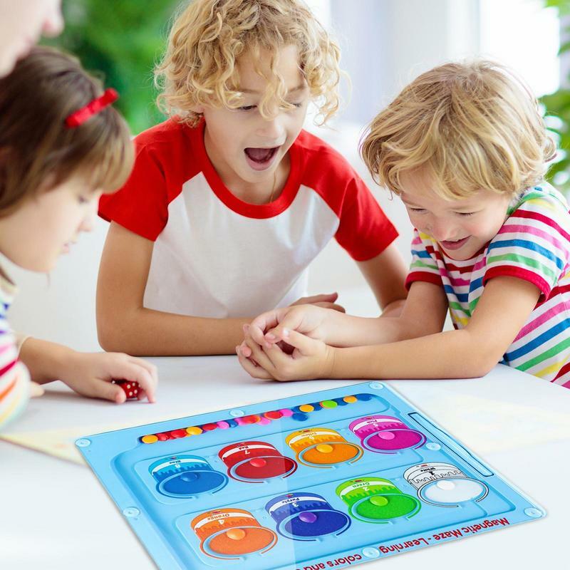 Papan sortir warna magnetik mainan perjalanan papan teka-teki labirin Montessori mainan labirin Montessori kayu aktivit Puzzle magnetik