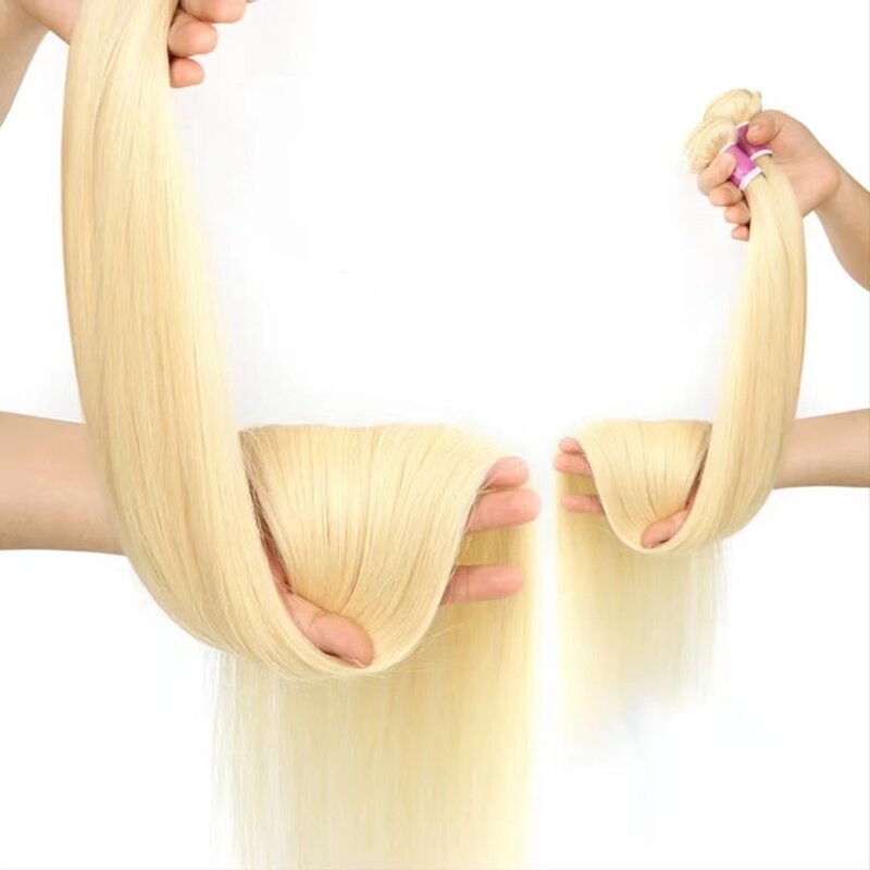 613 Blonde Rechte 40Inch Remy Hair Weave 50Inch Menselijk Haar Bundels #613 Natuurlijke Kleur 100% Maagdelijke Human Hair Extensions