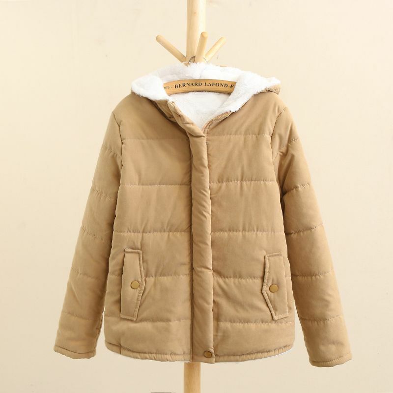 女性のためのルーズなフード付きジャケット,韓国のファッション,厚くて幅の広い長袖,綿でパッド入り,秋と冬