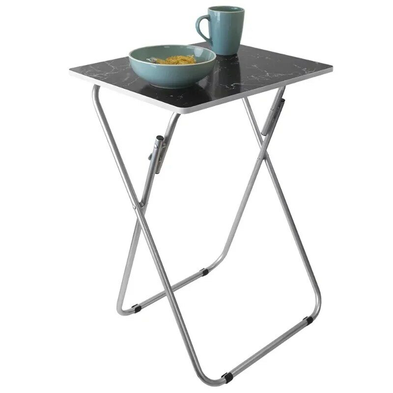 طاولة قابلة للطي متعددة الأغراض ، تصميم رخامي ، أسود ورمادية