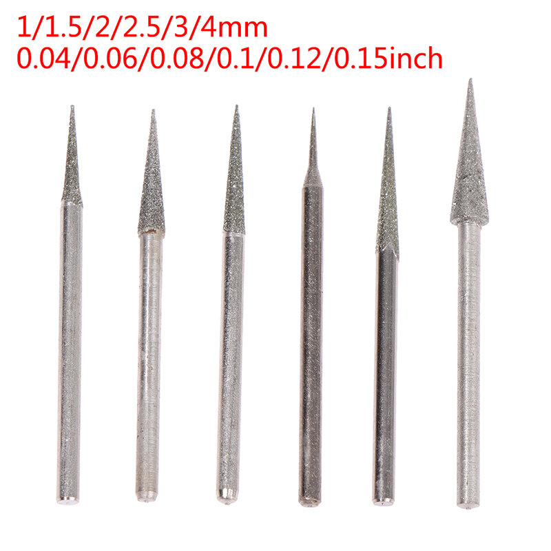 6Pcs 1-4mm Diamond Grinding Head Needle Bits Burrs Engraving Carving Tool 2.35mm Wholesale