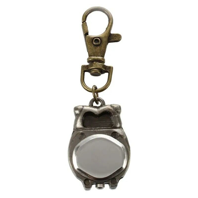 Porte-clés en forme de hibou, horloge, 37x24mm