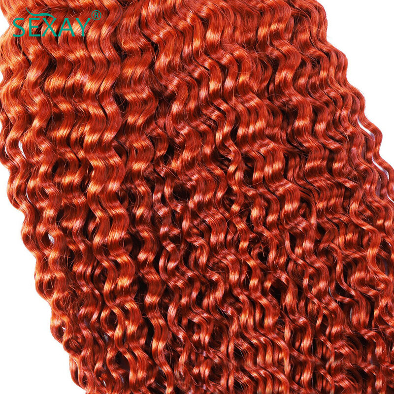Imbirowa pomarańczowa ludzkie włosy hurtowo do oplatania 100 gramów Sexay brazylijska głęboka fala w kolorze ludzkie włosy splot wiązki bez wątku dla kobiet