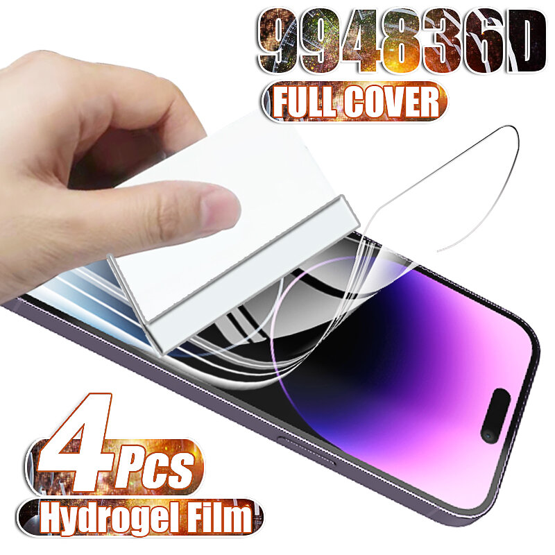 4 pçs filme de hidrogel para iphone 13 12 11 14 pro max xs protetor de tela para iphone 13 12 11 mini 8 7 6s 6 plus x xr se 2020 filme