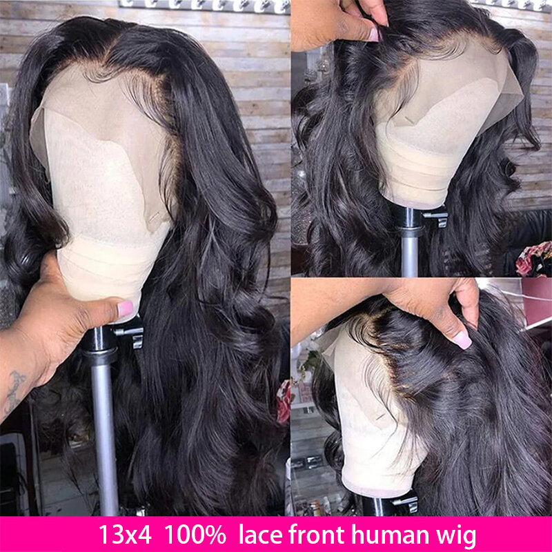 Koronkowa fala peruka Front ludzkich włosów wstępnie oskubane z dziecięcymi włosami brazylijska bezklejowa peruka ludzka gotowa do noszenia 13x5 peruka z falowanymi włosami