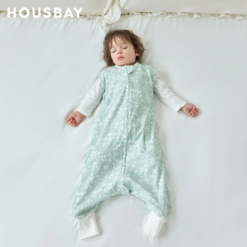 Śpiwór dla dzieci 1-6Years Kids kombinezon letni cienka kamizelka dziecko śpiwór oddychający 100% bawełna świeża trawa drukowany wzór