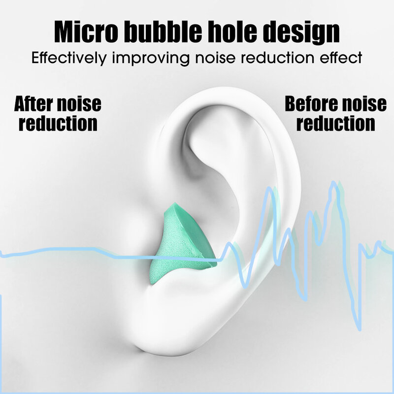 Penyumbat telinga silikon, perlindungan telinga, sumbat telinga lembut Anti kebisingan Plug belajar tidur busa pengurang kebisingan dengan kotak penyimpanan