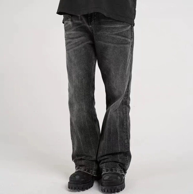 Pantalones vaqueros holgados de pierna ancha para hombres y mujeres, pantalones de mezclilla rectos Vintage lavados, pantalones de campana casuales de calle alta, de gran tamaño Y2K, Harajuku