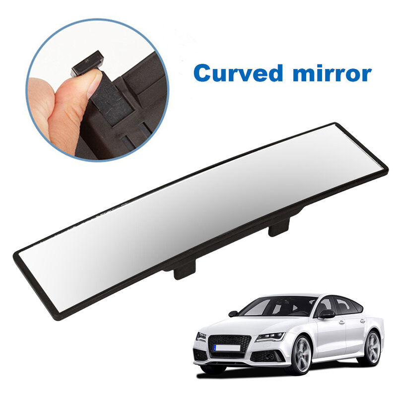 Interior Anti Glare Espelho Retrovisor, Clear Clear Mirror, Ampla convexa, Clipe de borracha, Anti Glare Panorâmica, 285mm