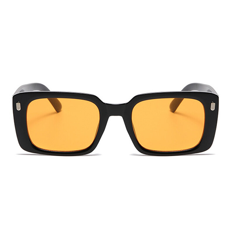 Occhiali da sole quadrati Vintage donna Designer di marca sfumature specchio occhiali da sole retrò rivetto moda femminile lente arancione Oculos De Sol
