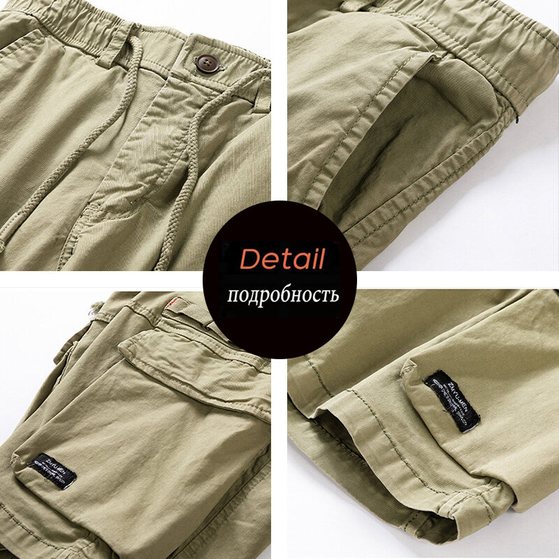 Short Cargo à poches multiples pour homme, décontracté, en coton, solide, taille élastique, printemps, jogging, livraison directe