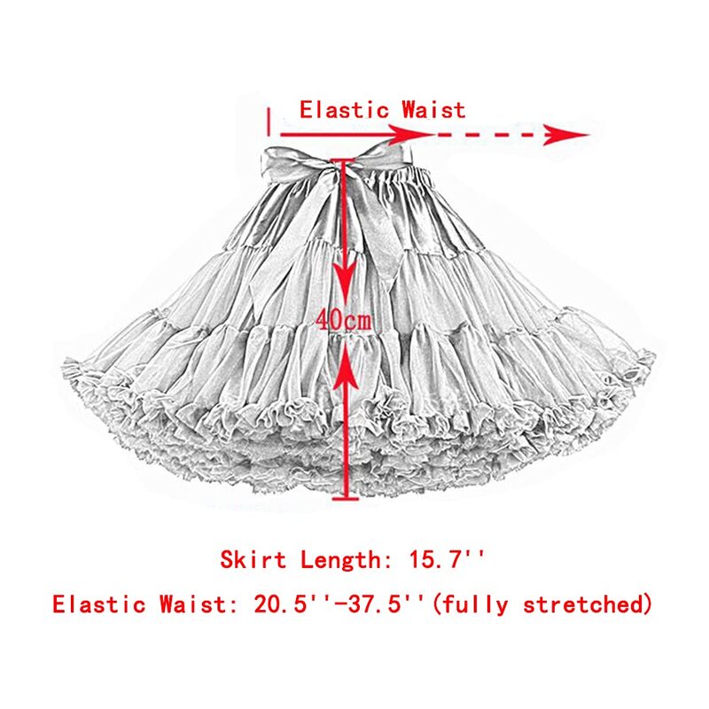 Womens 3-Layered Pleated Tulle Petticoat White Black Tutu Puffy Party Cosplay Skirt