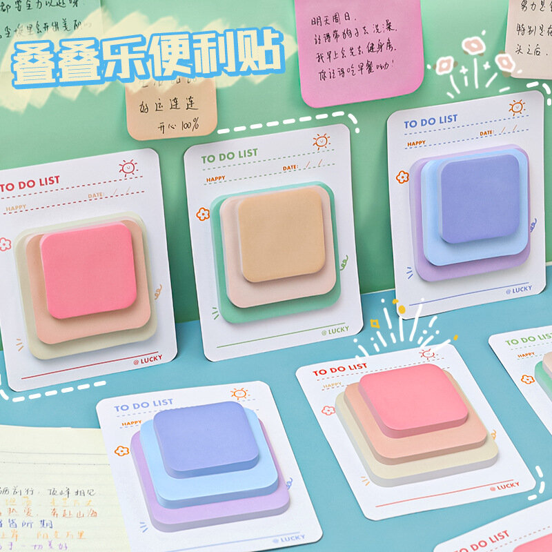 90 Sheets Cute Macaron Color Sticky Notes School Students Office Stationery Planner Notebook Take Notes Memo Pads