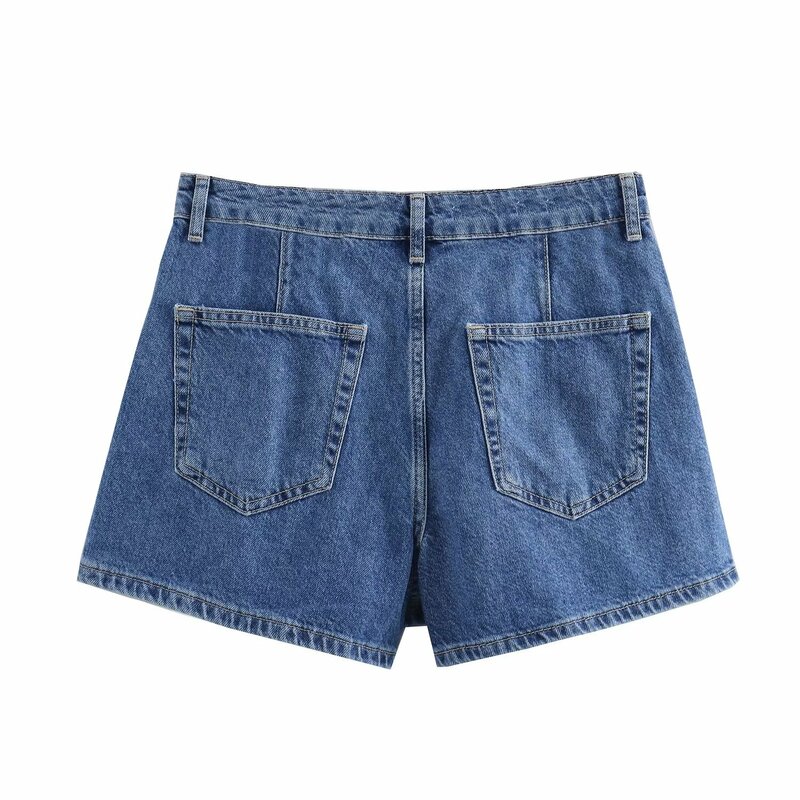 Fato de saia jeans de manga curta com trespassado e blusa jeans com 2 peças para mulher, camisa retrô, moda casual, novo, 2024