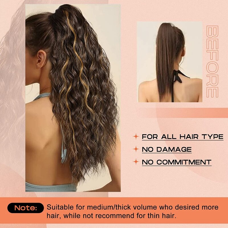 Модный синтетический конский хвост для азиатских женщин-Европейская кукурузная волна и пушистая заколка для волос удлинители волос 180 г/шт.