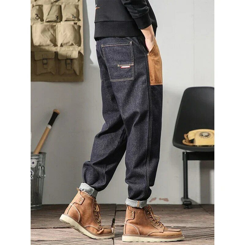 Spring Autumn New Loose Casual Patchwork Jeans Male Harajuku Y2K Fashion Vintage Denim Pants Hombre Oversized All-match Trousers