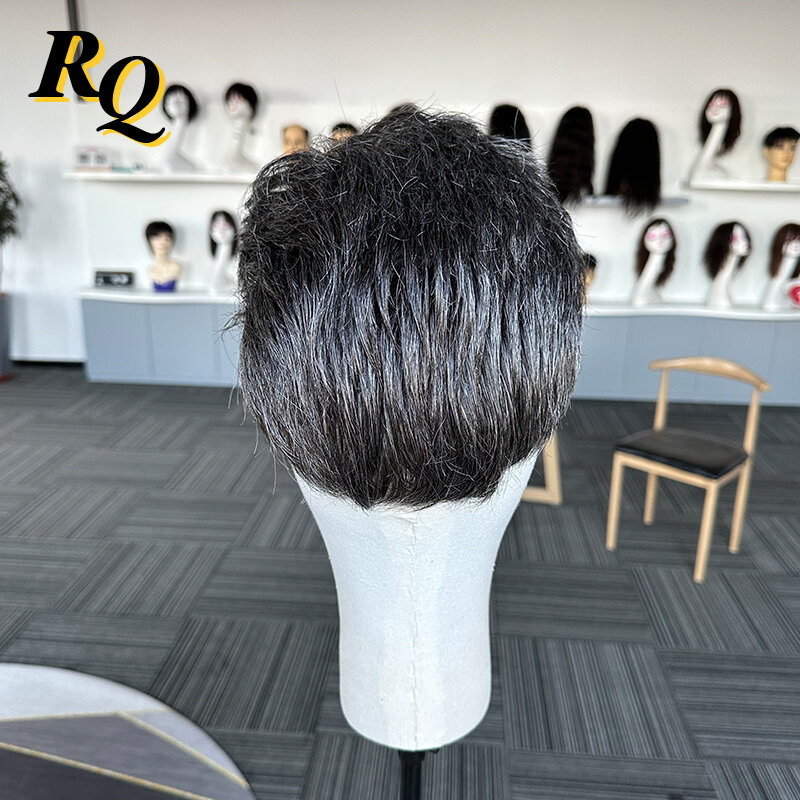 Pre Styled Men Toupee Thin Skin V Looped Human Hair Men Wig 1B40 Color Hair Replacement Systems Hair Piece Protesis Hombre Male