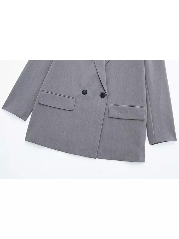 Frauen neue Mode Turndown Kragen Zweireiher Blazer Mantel Vintage Langarm weibliche Oberbekleidung schicke Tops