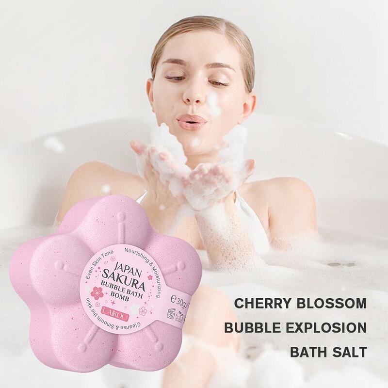 Bola de sal de baño de flores de 30g, burbuja pequeña para el estrés corporal, ducha exfoliante, alivio de la sal, Bola de SPA hidratante T0A7