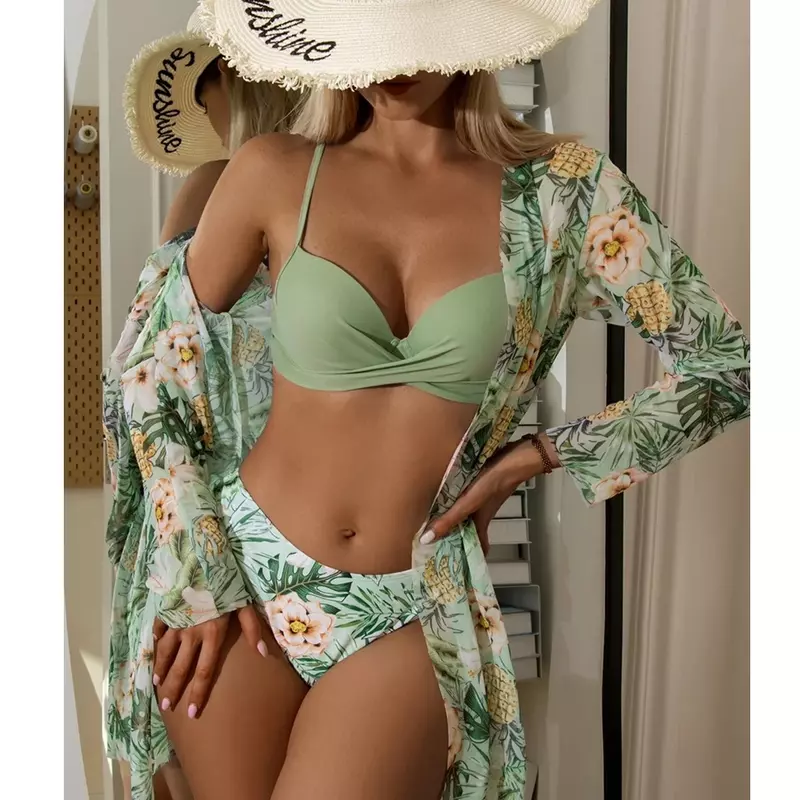 Bikini con falda de playa para mujer, traje de baño con volantes, novedad de verano 2024