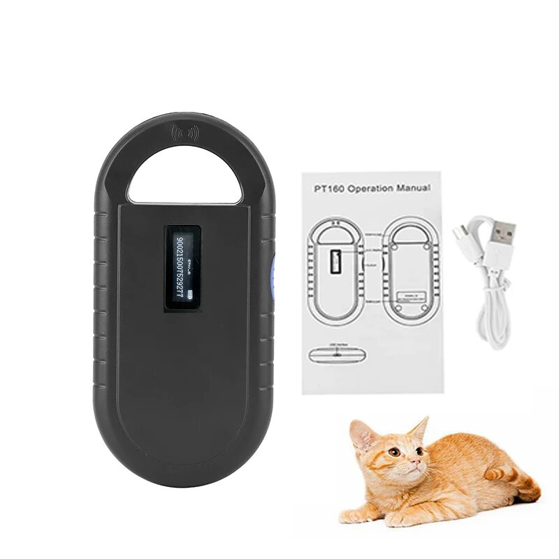 Pembaca ID hewan peliharaan, 134.2Khz Chip Transponder FDX-B pemindai hewan peliharaan ISO11784/5 hewan RDID USB anjing kucing kuda genggam pemindai mikrochip