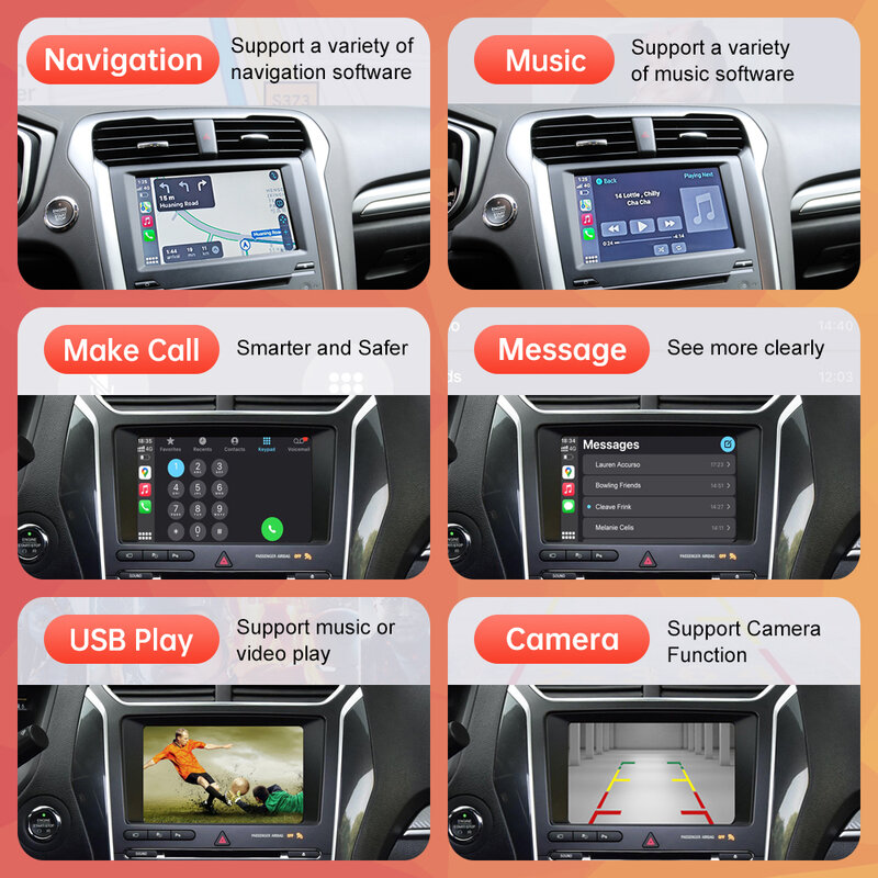 Wireless CarPlay per Ford Explorer Fusion Mondeo Sync 2 con Android Auto Interface Mirror Link AirPlay Car Play funzioni