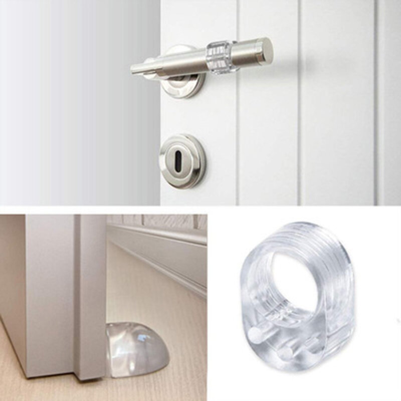 2pcs Silicone Door Stopper Transparent Door Handle Buffer Wall Protection Door Knob Bumper Walls Furniture Protective Door Stop