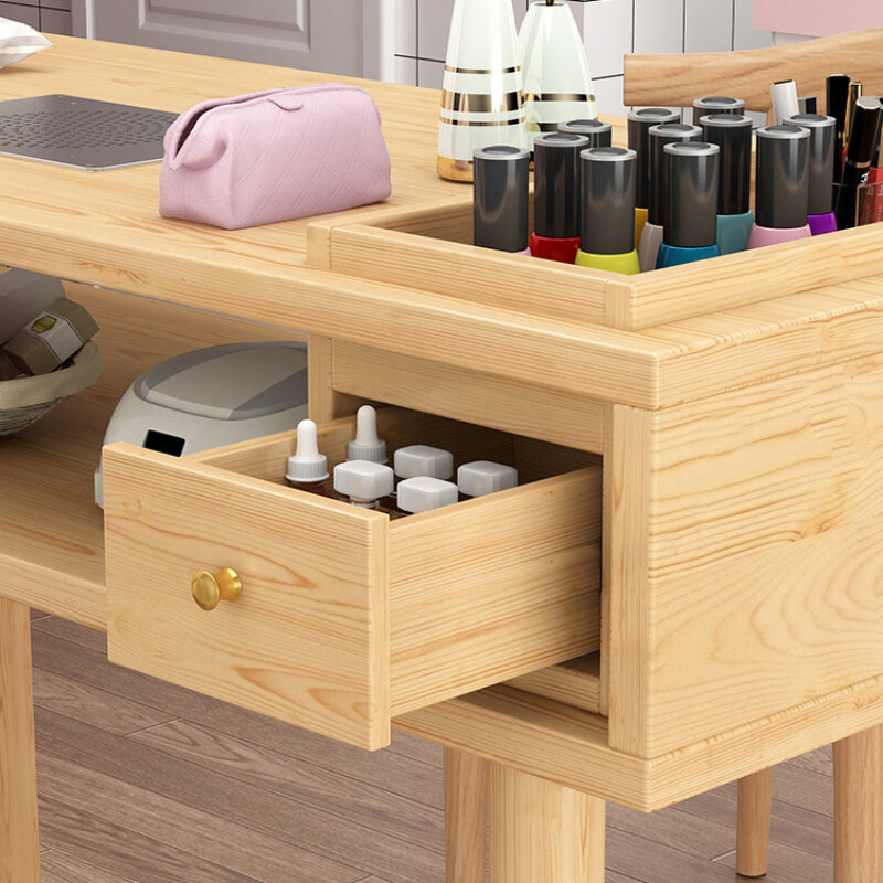 طاولة أظافر يابانية خشبية للصالون ، تصميم بسيط ، أثاث استقبال إسكندنافي رائع ، HD50ZJ