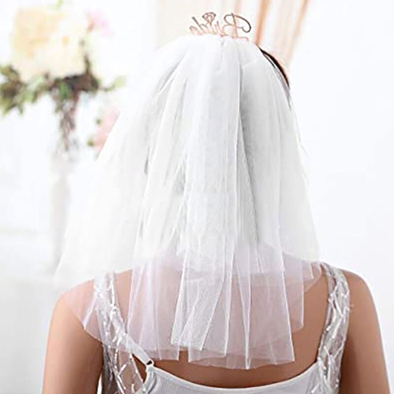 Bridal Veil Headband Headdress Bridal Wedding Veil Short Bride Headband N7YD