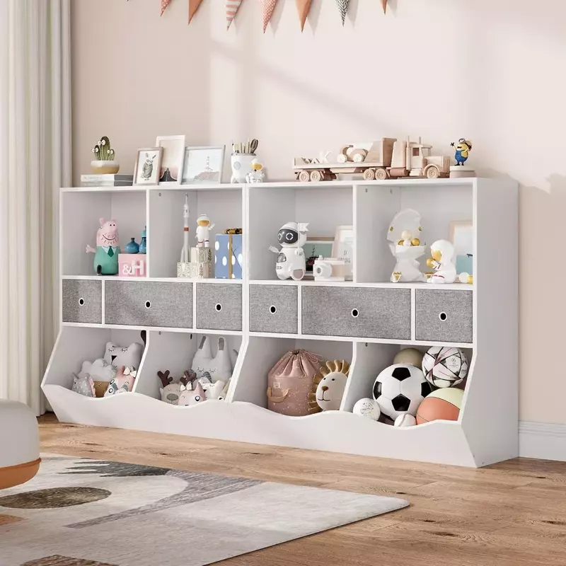 Boîte de rangement pour jouets pour enfants avec bibliothèque, étagère pour enfants, tiroir amovible, unité de rangement pour tout-petits