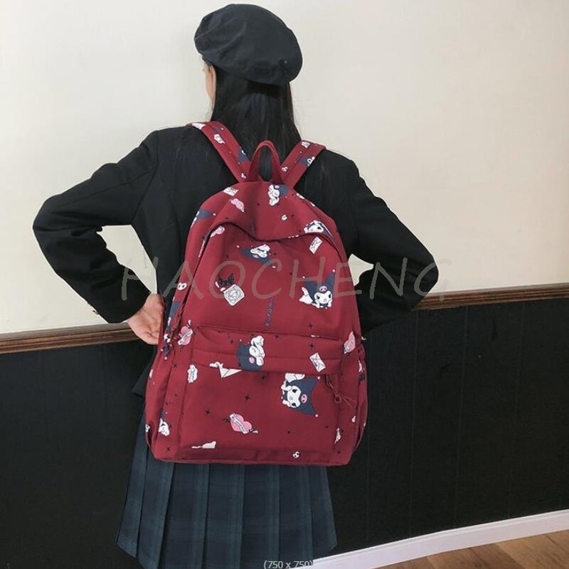 حقيبة ظهر قابلة للتعديل بطبعة كرتون لطيفة للأطفال ، جميلة Kuromi Melody ، حقيبة مدرسية للبنات ، طالب غير رسمي ، أفضل هدية ، جديدة