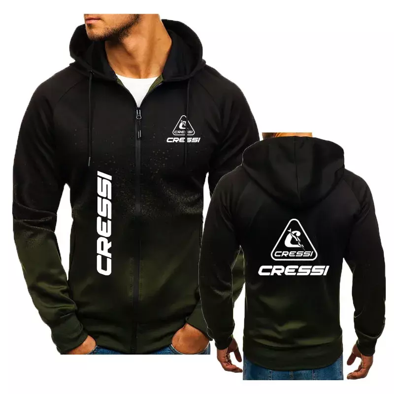 2024 Classic men's hoodie Scuba Dive Cressi print Hot sale Men's coat Brand loose Color contrast 3D men's zip sweatshirt top