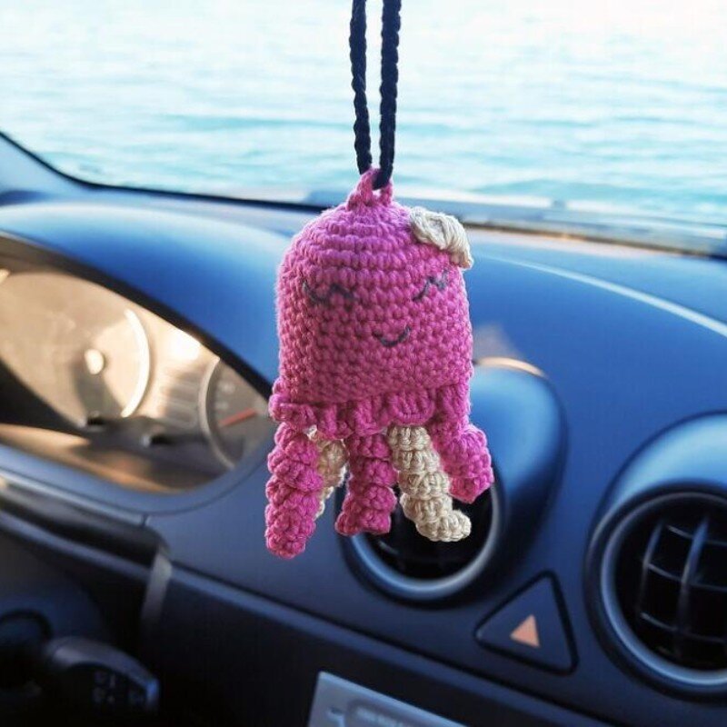 Leuke Octopus Auto Decor Kleur en Uitdrukking Variabele Cartoon Dier Hangende Auto Accessoires Doll Tassen Hanger Auto Sleutelring, Nieuw