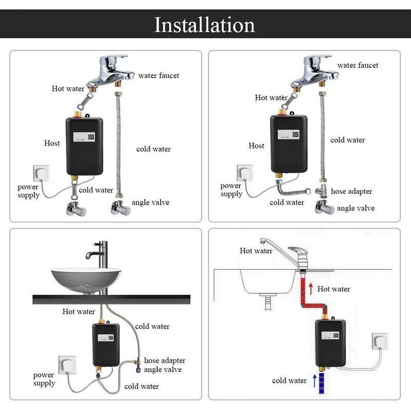 3800W Electric Thankless Mini Instant Hot Water Heater 220/110V bathroom Faucet Tap Heating 3 Seconds Instant Heating
