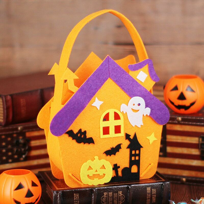 Cubo de almacenamiento de truco o trato para decoración de Halloween, bolsa de dulces de Halloween, cesta de regalo, Material DIY, juguetes para niños