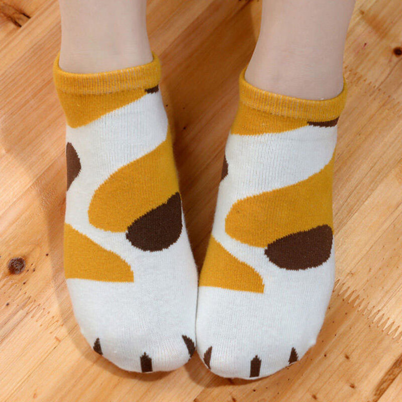 Calcetines tobilleros de algodón con dibujos animados para mujer y niña, medias tobilleras con garras de gatito, Kawaii, verano e invierno