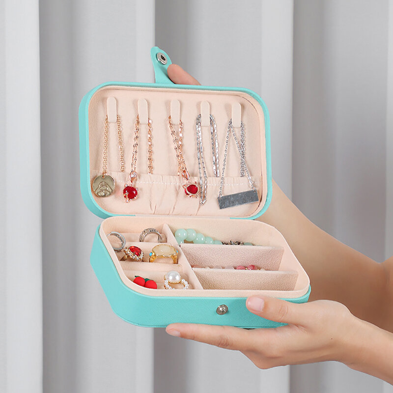 New Jewelry Organizer Display Travel Jewelry Case Portable Locket Necklace Box PU Leather Storage Earring Ring Headwear Holder