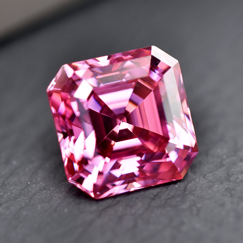 Moissanite Stone Pink Color Asscher Cut Loose Gemstone Lab Grown Moissanite GRA Certificated Advanced Jewelry Material