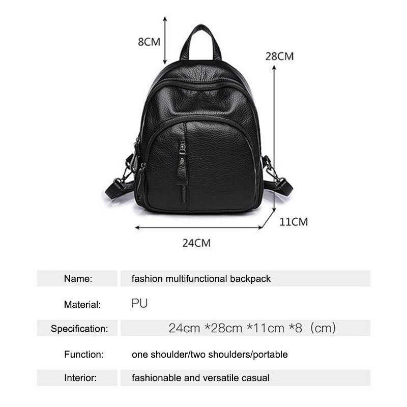 1PC Anti-theft Soft PU Leather Backpack Women Vintage Shoulder Bag Ladies Mini Travel Backpack School Bags Girls