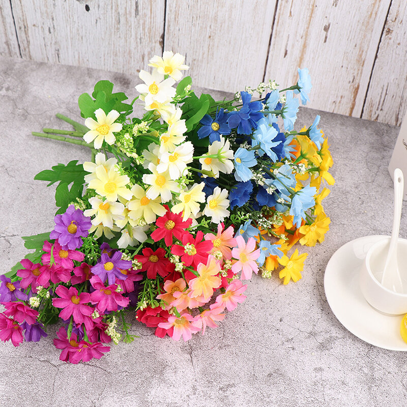 Buquê de margaridas pequenas orquídea, casamento de 7 pontas, simulação plástica decorativa, flor de seda, flor falsa, fresco pequeno