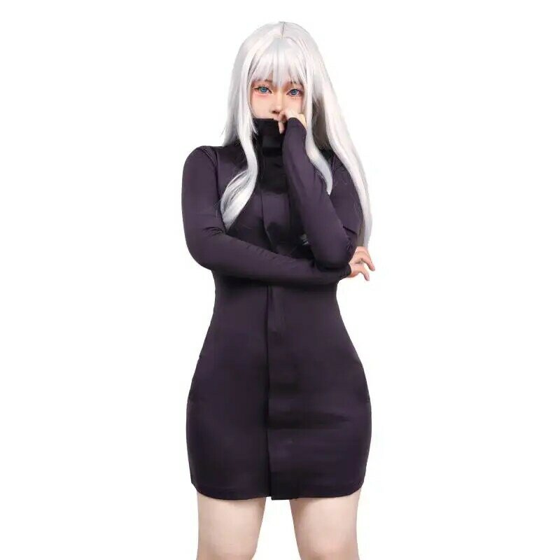 WENAM Gojo Satoru kostum Cosplay pria, seragam Halloween untuk wanita, Gaun seksi ungu kain elastis dengan Set kacamata