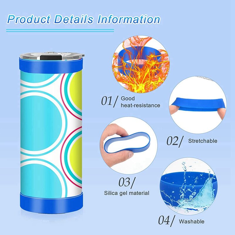 Silicone Heat Bands para Sublimação Tumbler, Art DIY Craft, FBil-10 Pack