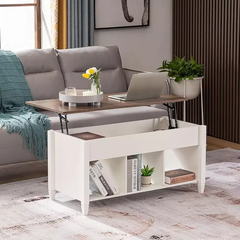 White Tea and Coffee Tables for Living Room Chairs With Storage Shelf/Hidden Compartment Furniture Lift Top Coffee Table Dining