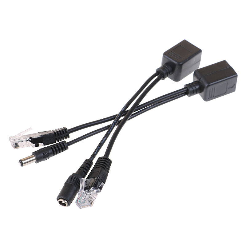 POE kabel pasif daya atas kabel adaptor Ethernet kabel POE Splitter RJ45 modul suplai daya injektor 12-48v untuk IP Camea 5.5*2.1mm