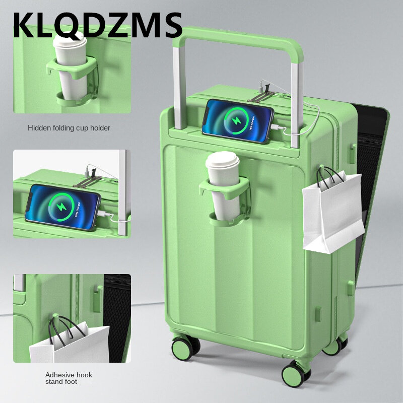 Klqdzms-フロントオープニングボードボックス、ビジネストロリーケース、頑丈で耐久性のある旅行かばん、20 "、24" 、学生用26 "スーツケース