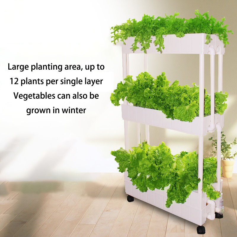 Kotak tanam otomatis sistem hidroponik, mesin tanam sayuran tanpa tanah, peralatan vertikal aerobik penanam dalam ruangan pintar