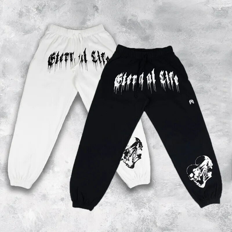 2023 Spring and Autumn Sports Casual Sweatpants Screen Printed Terry Corsetters Running Fitness Men's Long Pants