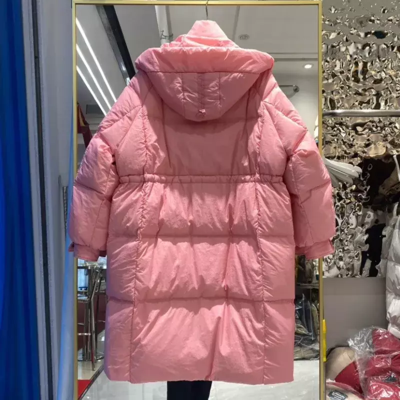 Chaqueta de plumón con capucha para mujer, abrigo versátil de longitud media, parka holgada, gruesa y cálida, novedad de 2024