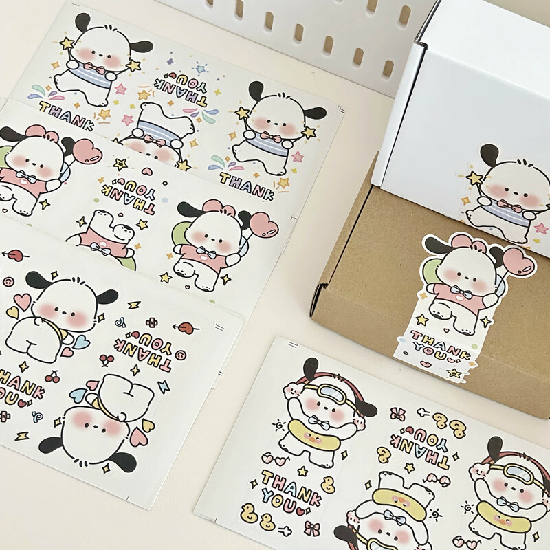 Sanrio animacja kreskówka śliczne Pochacco naklejki uszczelniające małe kartki pakowanie prezentów dekoracyjne naklejki naklejki uszczelniające